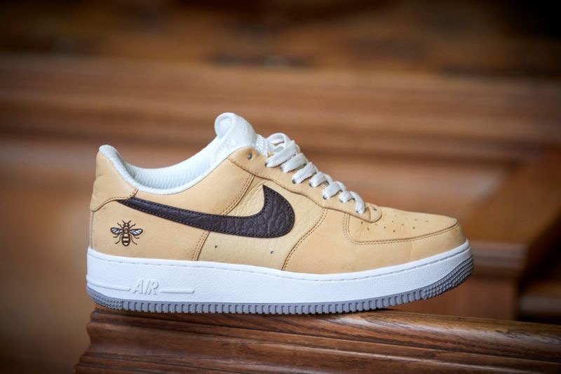 Manchester Charity ‘We Love MCR’ Collaboration With Nike, Size And Manchester City Council On Worker Bee Air Force 1’s.